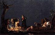 Leonaert Bramer Peasants by a Fire oil